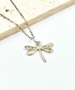 Alternative view of Sterling Silver Dragonfly Pendant Necklace - Minimalistic Jewelry for Women, High-Quality Silver Chain