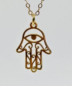 Alternative view of Gold Filled Hamsa Hand Pendant Necklace