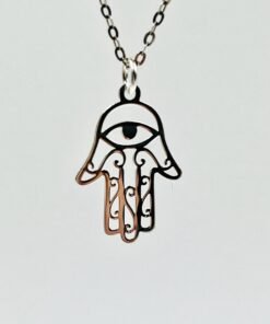 Alternative view of Sterling Silver Hamsa Necklace 925 Silver Protection Amulet Minimalist Jewelry