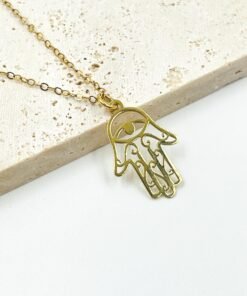 Gold Filled Hamsa Hand Pendant Necklace
