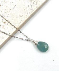 Alternative view of Aquamarine Necklace • Sterling Silver or Gold Filled • Dainty Minimalist Jewelry