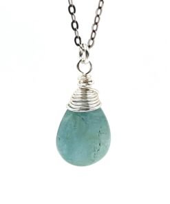 Aquamarine Necklace • Sterling Silver or Gold Filled • Dainty Minimalist Jewelry