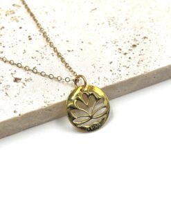 Alternative view of Gold Vermeil Lotus Necklace 14K Gold Filled Chain Minimalist Pendant Jewelry