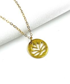 Gold Vermeil Lotus Necklace 14K Gold Filled Chain Minimalist Pendant Jewelry