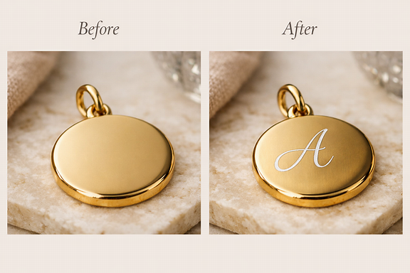 circle pendant after engraving