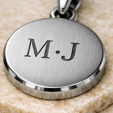 304 stainless steel pendant with simple initials engraving