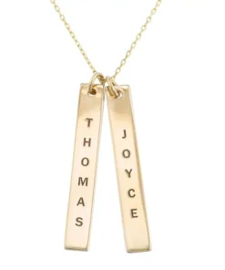 Engraved Bar Chain Necklace