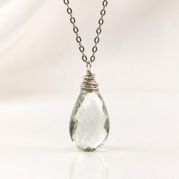 Green Amethyst Necklace in Gold Filled or Sterling Silver – Dainty Minimalist Jewelry