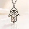 Sterling Silver Hamsa Necklace with 925 silver protection amulet pendant in minimalist design