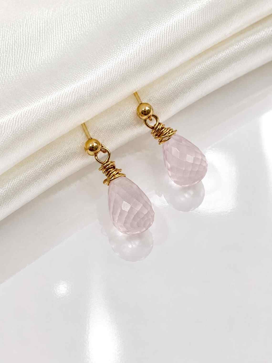 Rose Quartz Earrings • Gold Filled or Sterling Silver