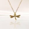 Gold Dragonfly Pendant Necklace – Sterling Silver Base with 18K Gold Plating