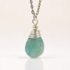 Aquamarine necklace in sterling silver or gold filled, dainty minimalist pendant