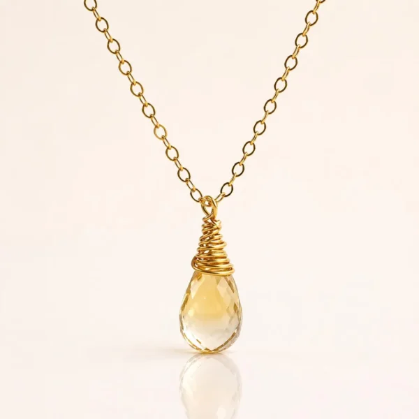 Citrine Pendant Necklace • Gold Filled or Sterling Silver • November Birthstone