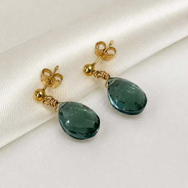 Moss Aquamarine Earrings • Gold Filled or Sterling Silver • Dainty Minimalist Jewelry
