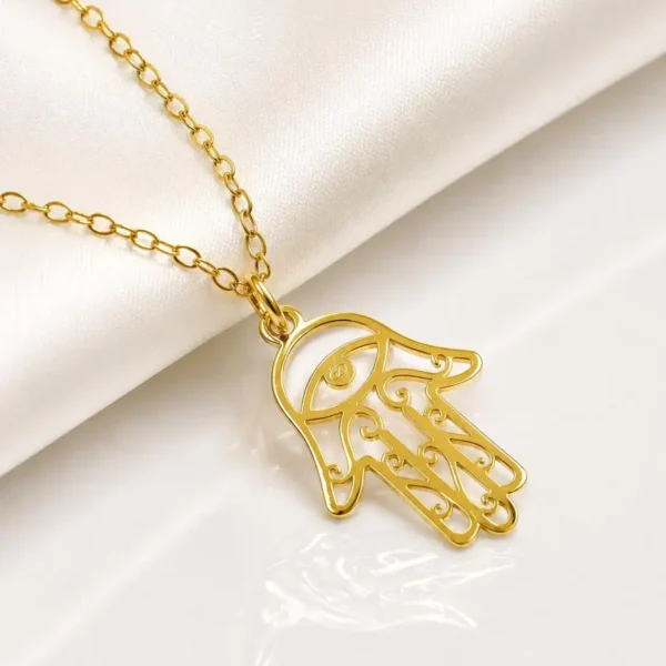 14K Gold Filled Hamsa Hand Necklace – Minimalist Protection Pendant
