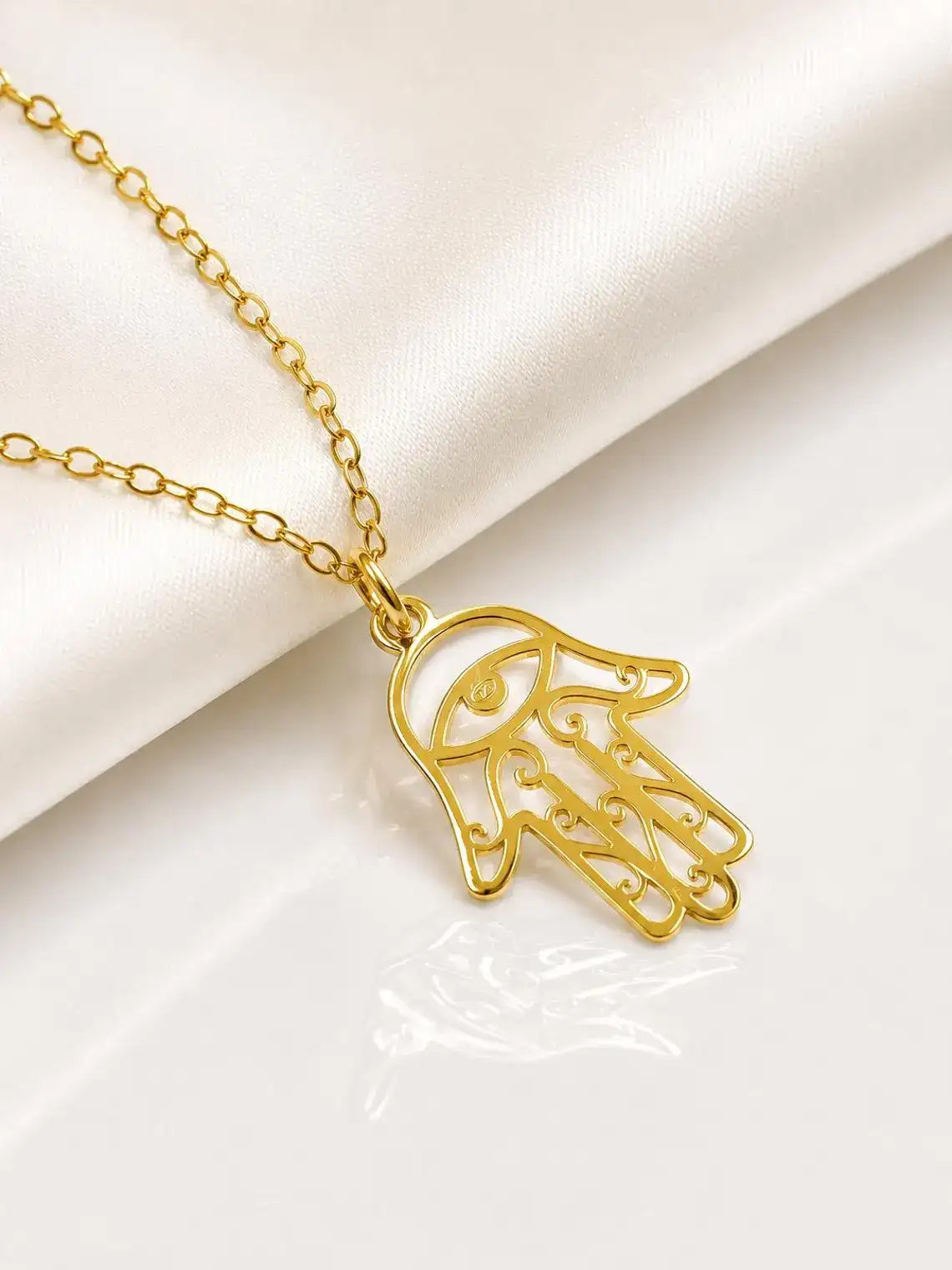 14K Gold Filled Hamsa Hand Necklace – Minimalist Protection Pendant