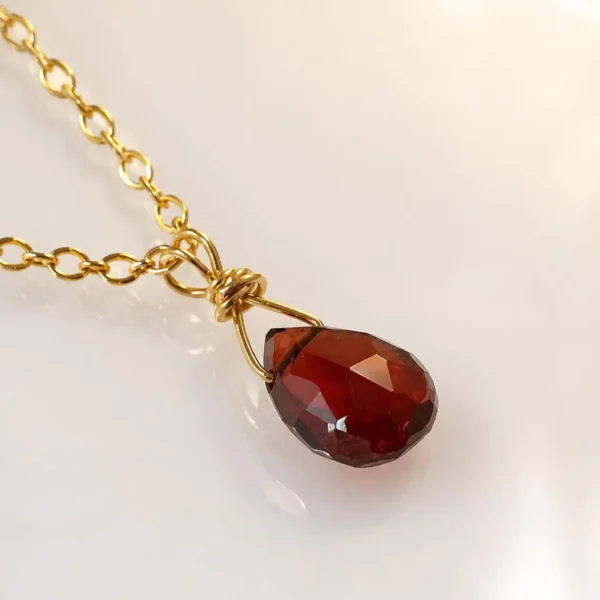 Handmade Garnet Necklace crafted in Spain with natural gemstone