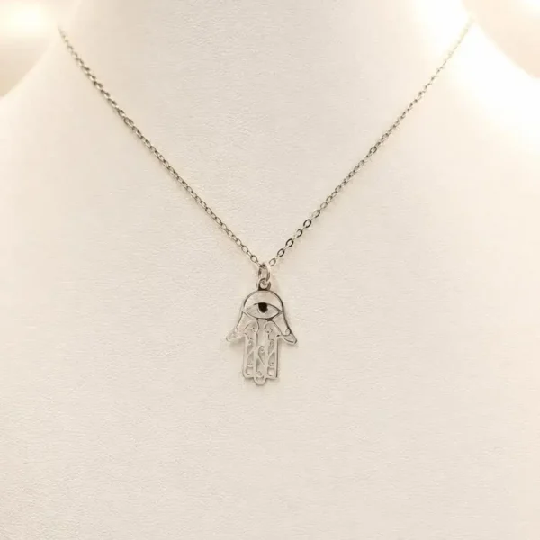 925 sterling silver chain with minimalist Hamsa amulet pendant
