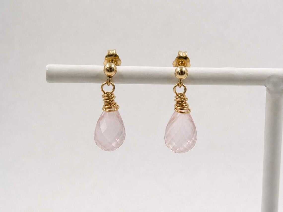 Rose Quartz Earrings • Gold Filled or Sterling Silver - Image 6