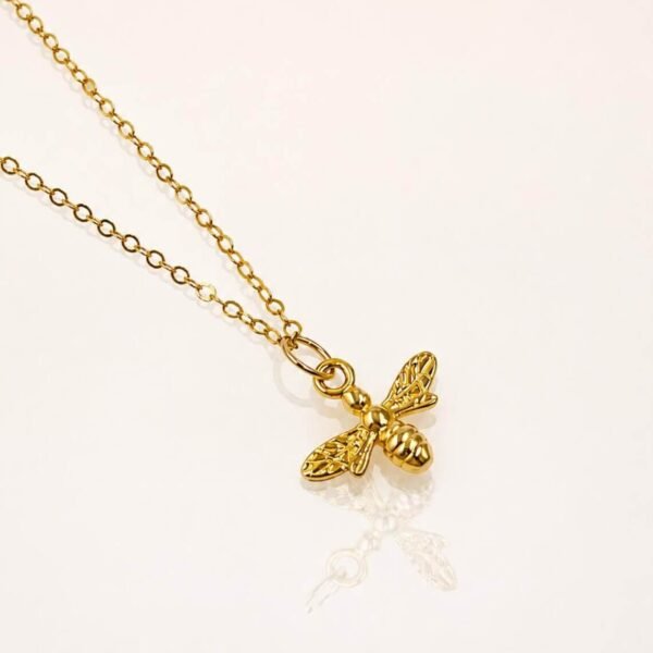 Gold Bee Pendant Necklace on White Background – 24K Vermeil Bee Pendant