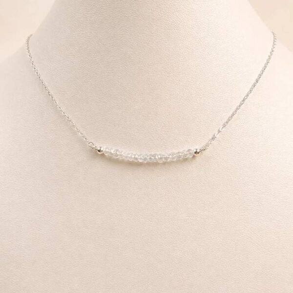 Dainty moonstone bar necklace styled for everyday minimalist jewelry looks
