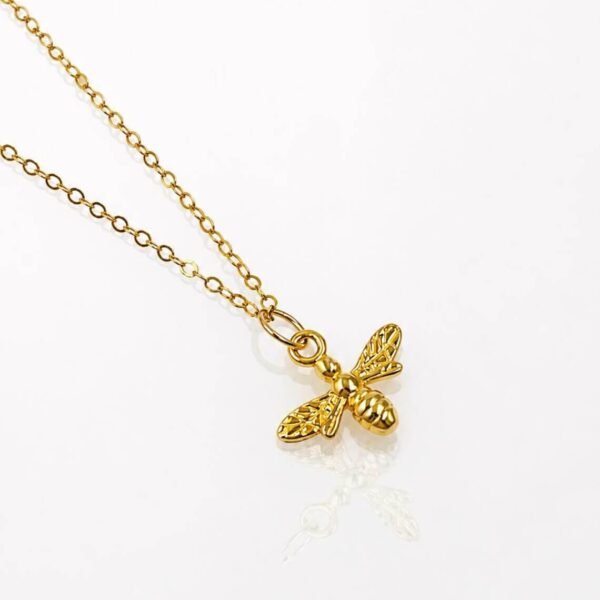 Gold Bee Pendant Necklace on White Background – 24K Vermeil Bee Pendant