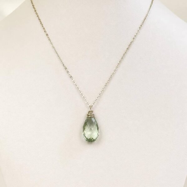 Groene Amethist Ketting – Facet Geslepen Edelsteen – Minimalistische Sieraden