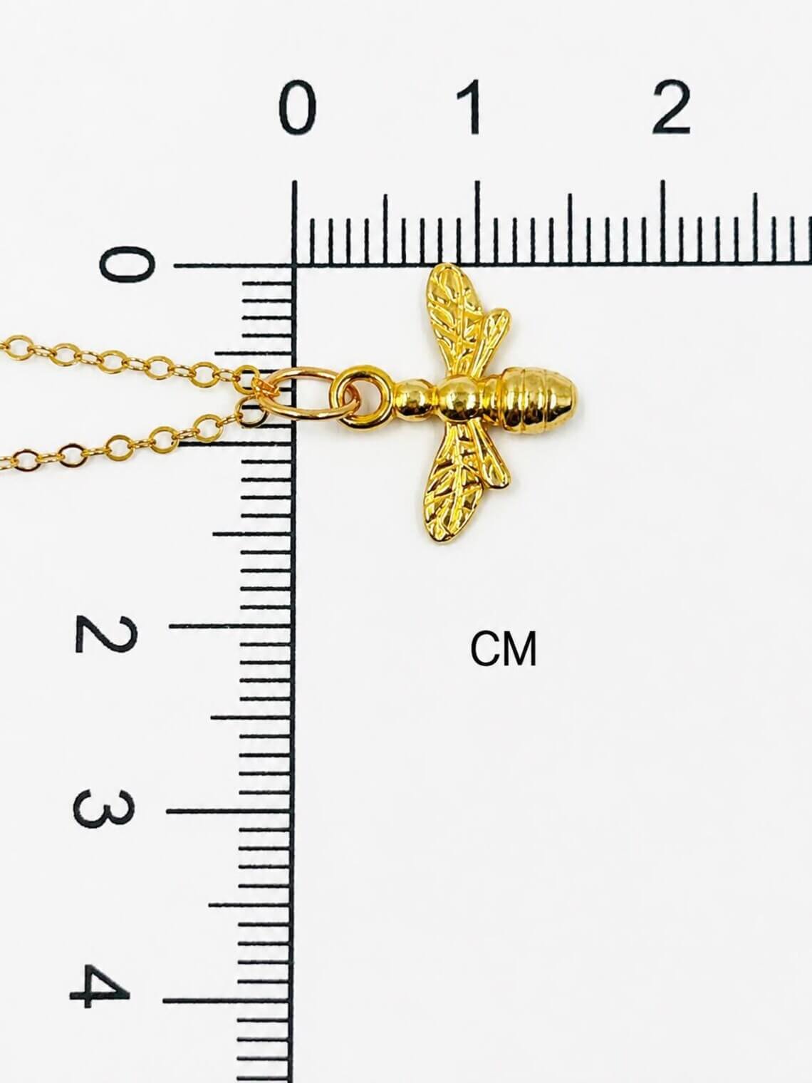 Gold Bee Pendant Close Up – 24K Vermeil Bee Jewelry Detail