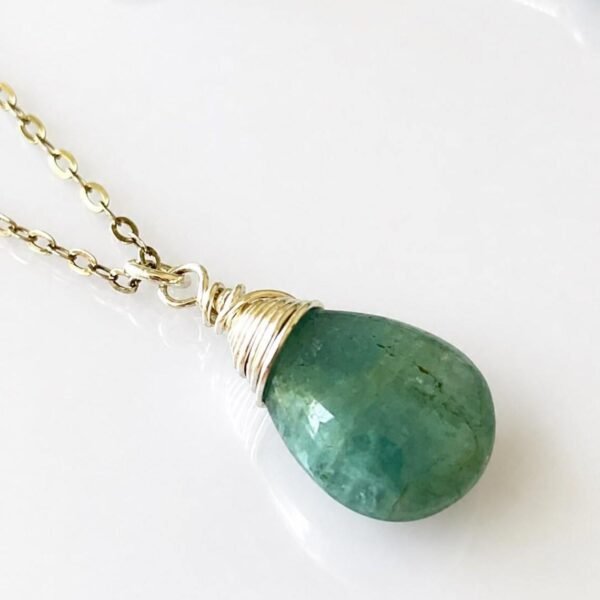 Gold filled aquamarine necklace with dainty chain
