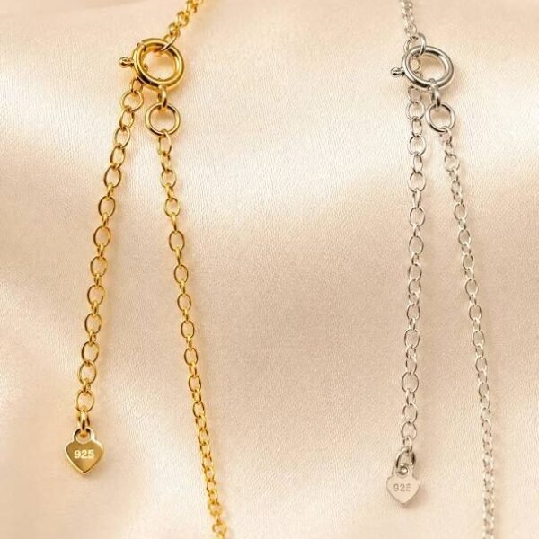 Minimalist moonstone bar necklace showing handcrafted silver chain details