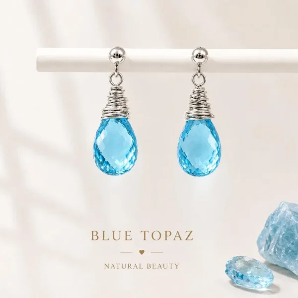 Alternative view of Blue Topaz Teardrop Earrings • Gold Filled or Sterling Silver Gemstone Jewelry
