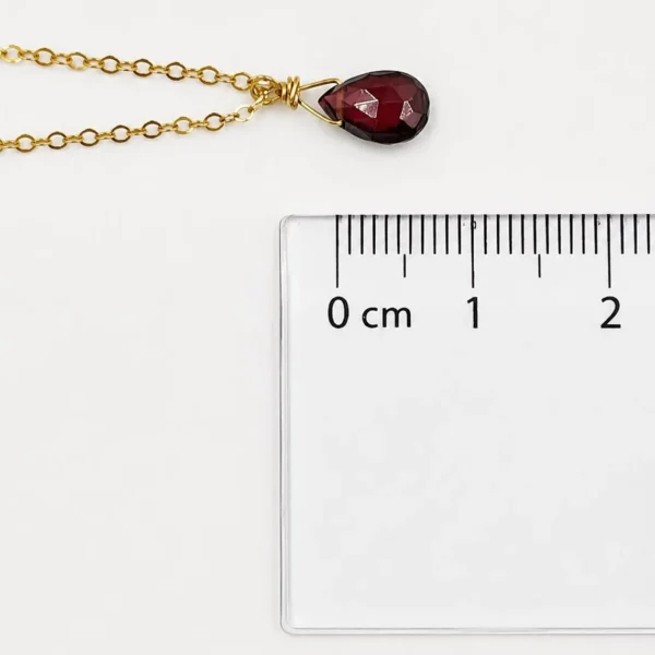 Dainty minimalist Garnet Necklace with deep red natural gemstone