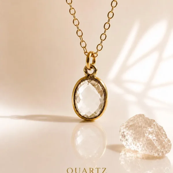 Alternative view of Clear Quartz Necklace • Gold Filled or Sterling Silver • Dainty Minimalist Jewelry