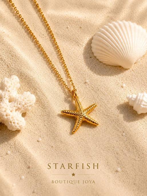Stainless Steel Sea Star Necklace • Gold or Silver • Hypoallergenic Coastal Jewelry - Image 2
