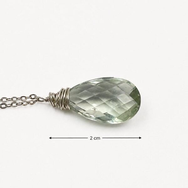 Green Amethyst Necklace – Faceted Gemstone Pendant – Minimalist Jewelry