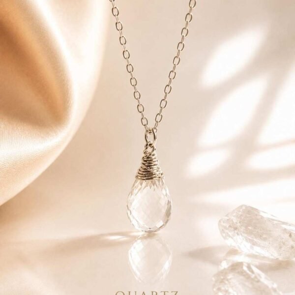 Alternative view of Crystal Quartz Necklace • Gold Filled or Sterling Silver • Dainty Minimalist Jewelry
