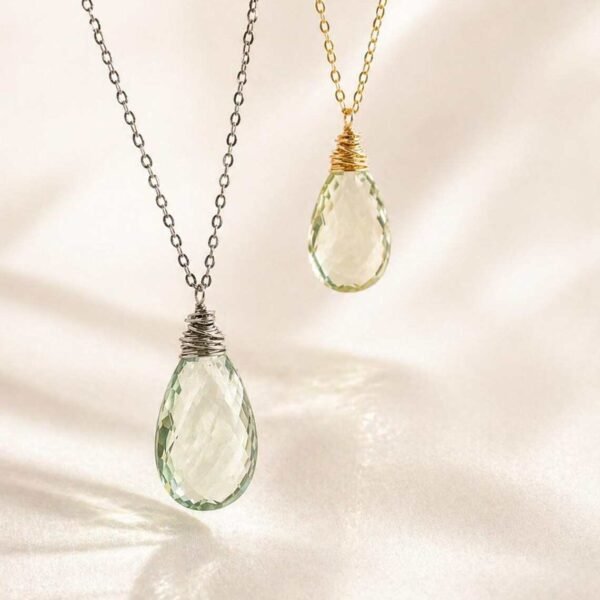 Groene Amethist Ketting – Facet Geslepen Edelsteen – Minimalistische Sieraden