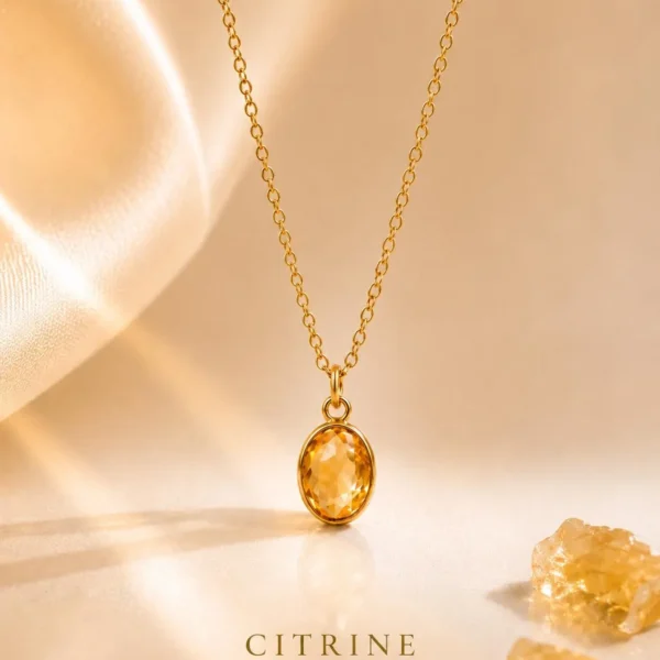 Alternative view of Citrine Pendant Necklace • Gold Filled or Sterling Silver • November Birthstone Jewelry
