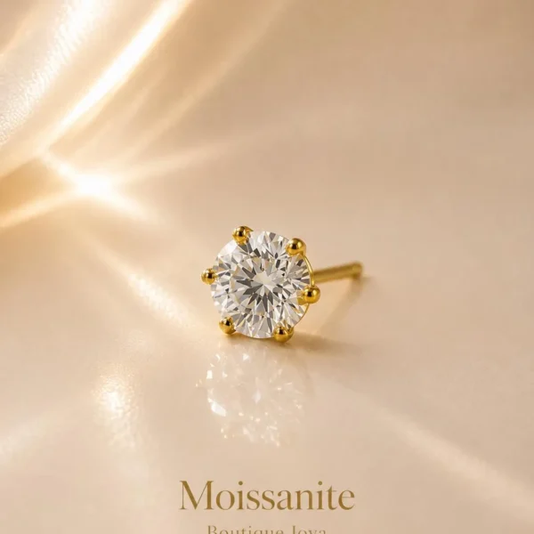 Alternative view of Moissanite Stud Earrings  VVS1 Diamond Alternative  Sterling Silver