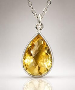 Alternative view of Citrine Pendant Necklace • Sterling Silver • November Birthstone •