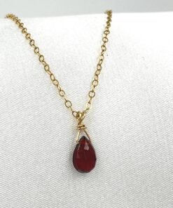 Alternative view of Garnet Necklace • Gold Filled or Sterling Silver • Dainty Minimalist Jewelry