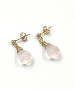 Alternative view of Rose Quartz Earrings • Gold Filled or Sterling Silver