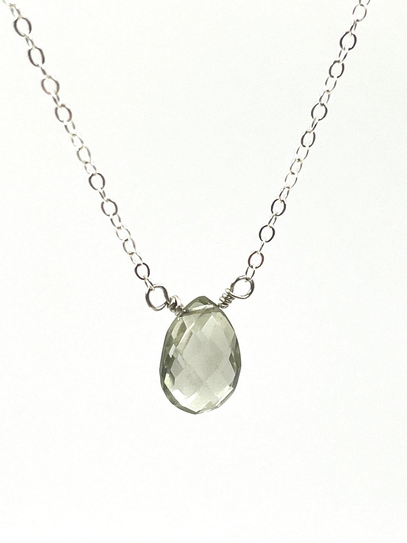 Green Amethyst Necklace • Sterling Silver or Gold Filled • Dainty Minimalist Jewelry - Image 3