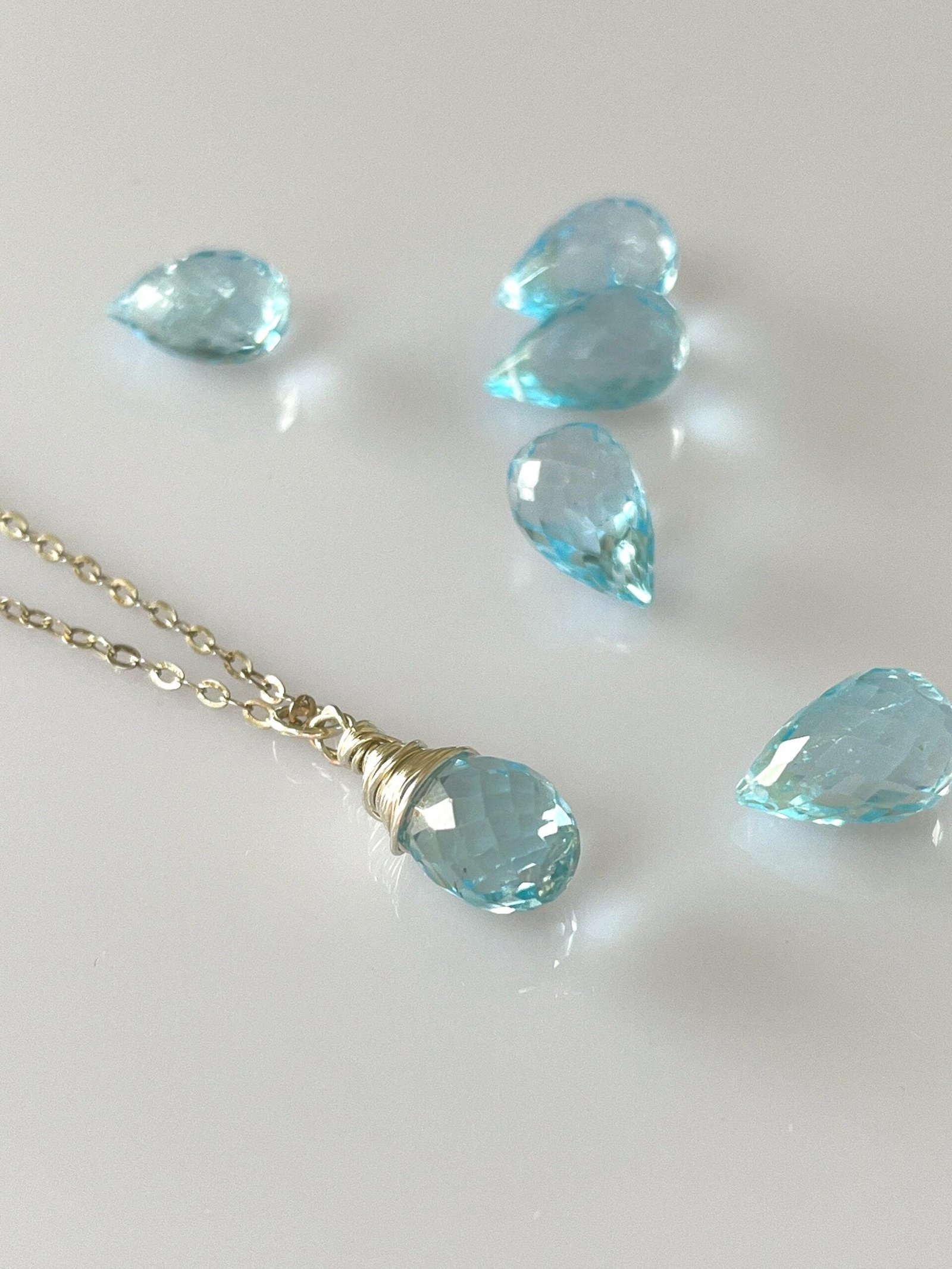 Blue Topaz Necklace • Gold Filled or Sterling Silver • Dainty Minimalist Jewelry - Image 2