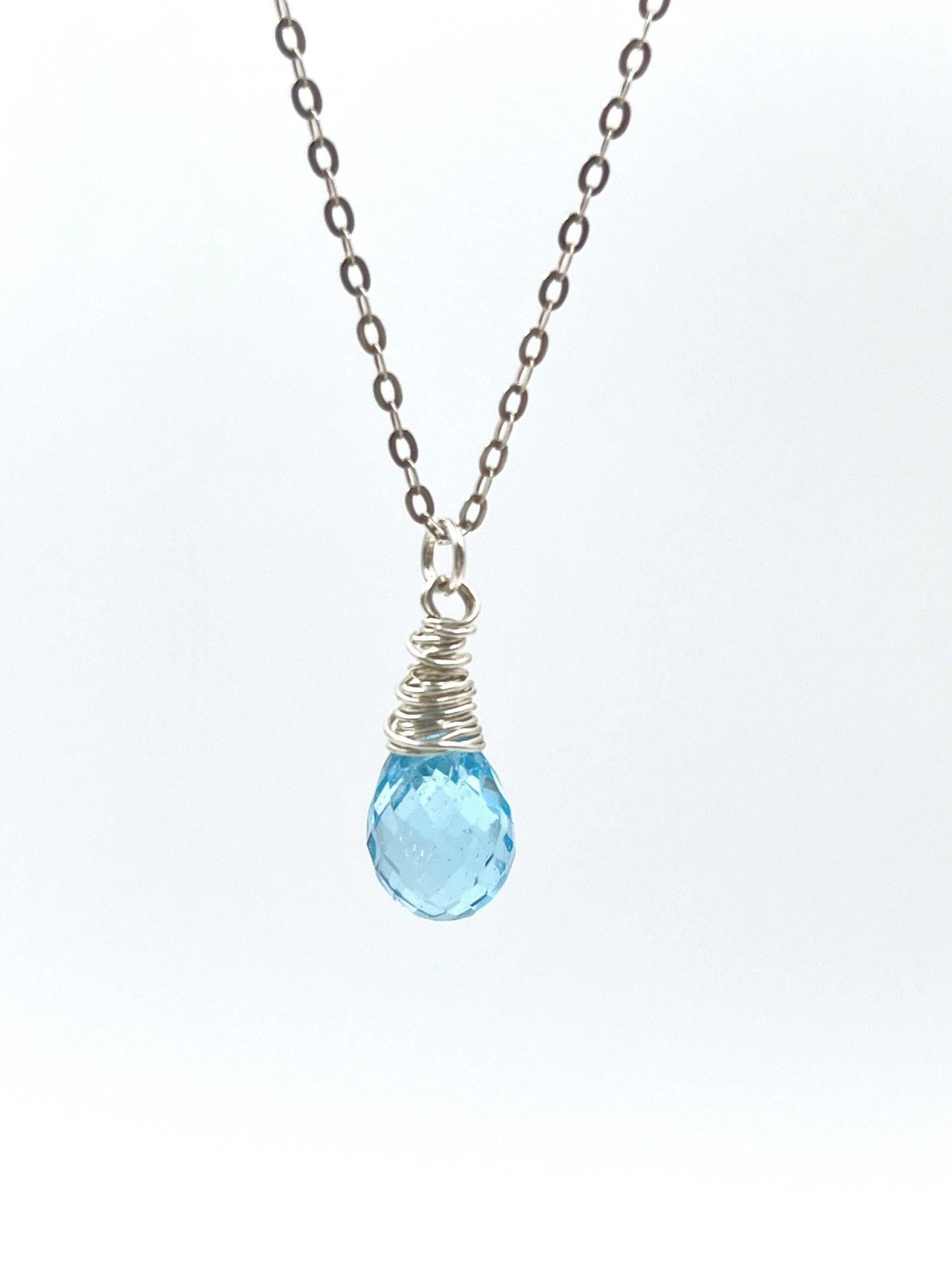 Blue Topaz Necklace • Gold Filled or Sterling Silver • Dainty Minimalist Jewelry - Image 6