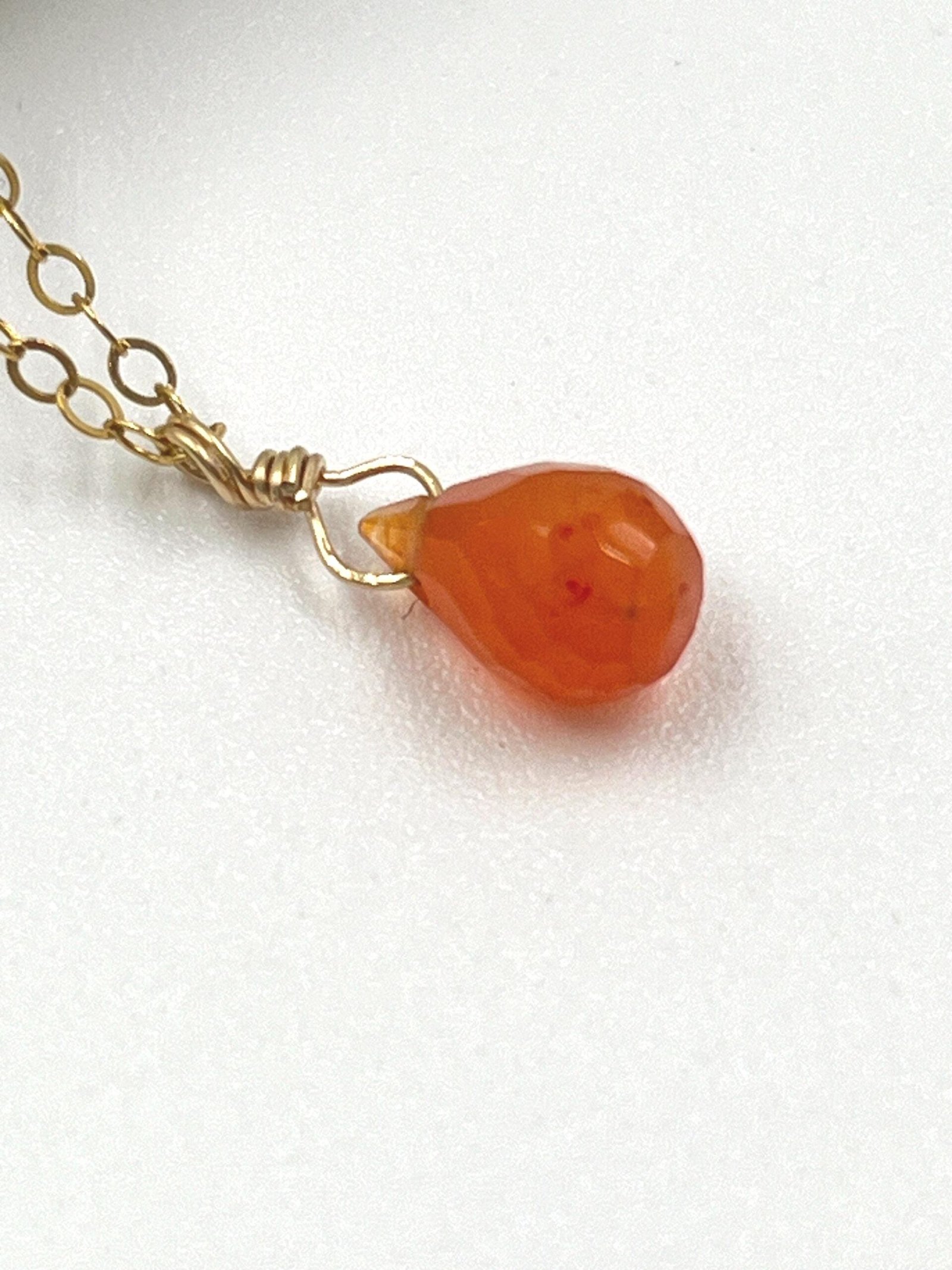 Carnelian Necklace • Gold Filled or Sterling Silver • Dainty Minimalist Jewelry - Image 5