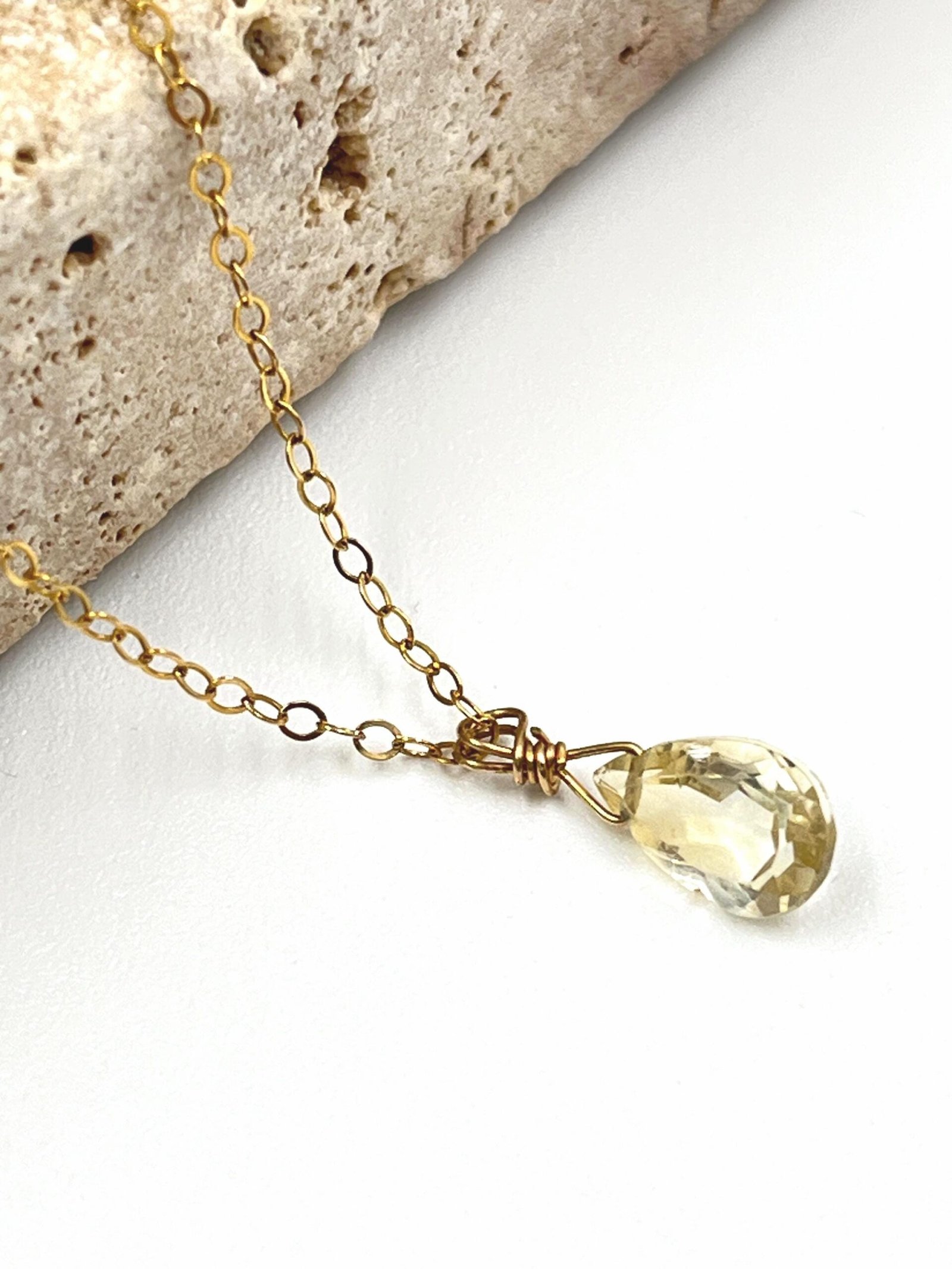 Citrine Pendant Necklace • Gold Filled or Sterling Silver • Minimalist Jewelry - Image 2