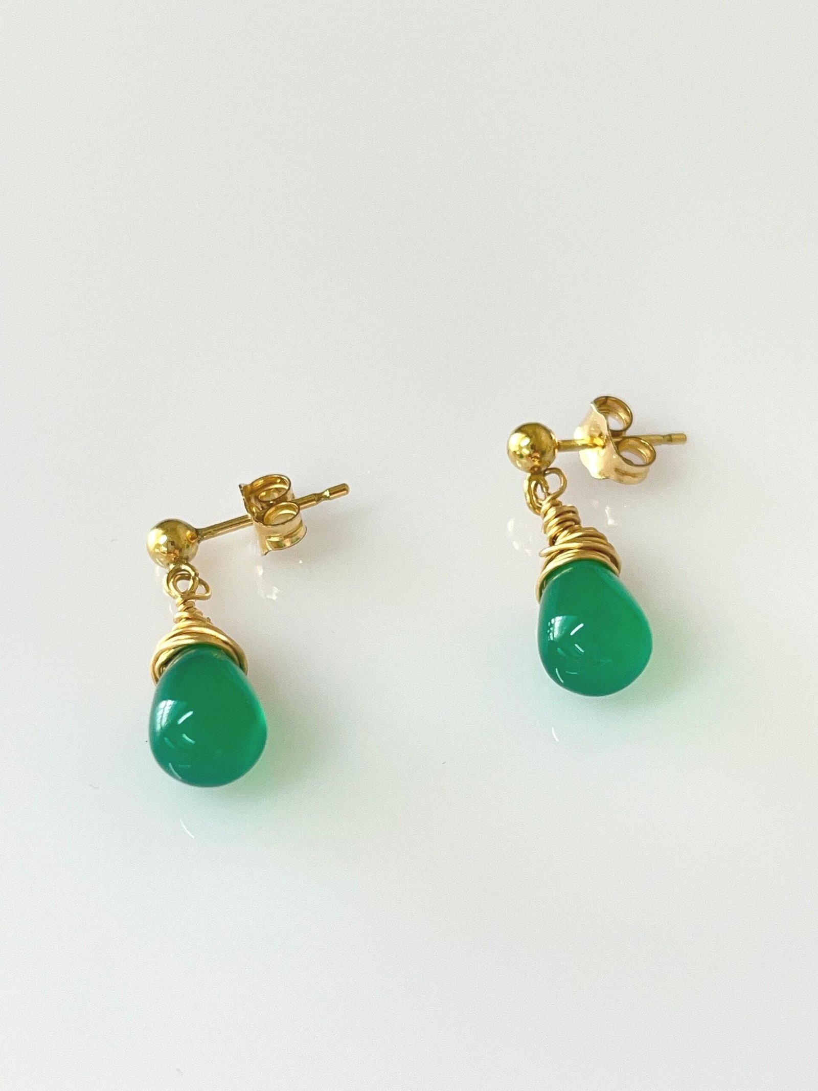 Green Onyx Earrings • Gold Filled or Sterling Silver • Dainty Minimalist Jewelry - Image 4