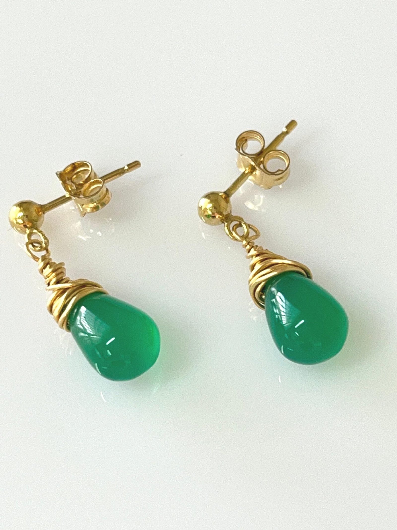 Green Onyx Earrings • Gold Filled or Sterling Silver • Dainty Minimalist Jewelry - Image 6