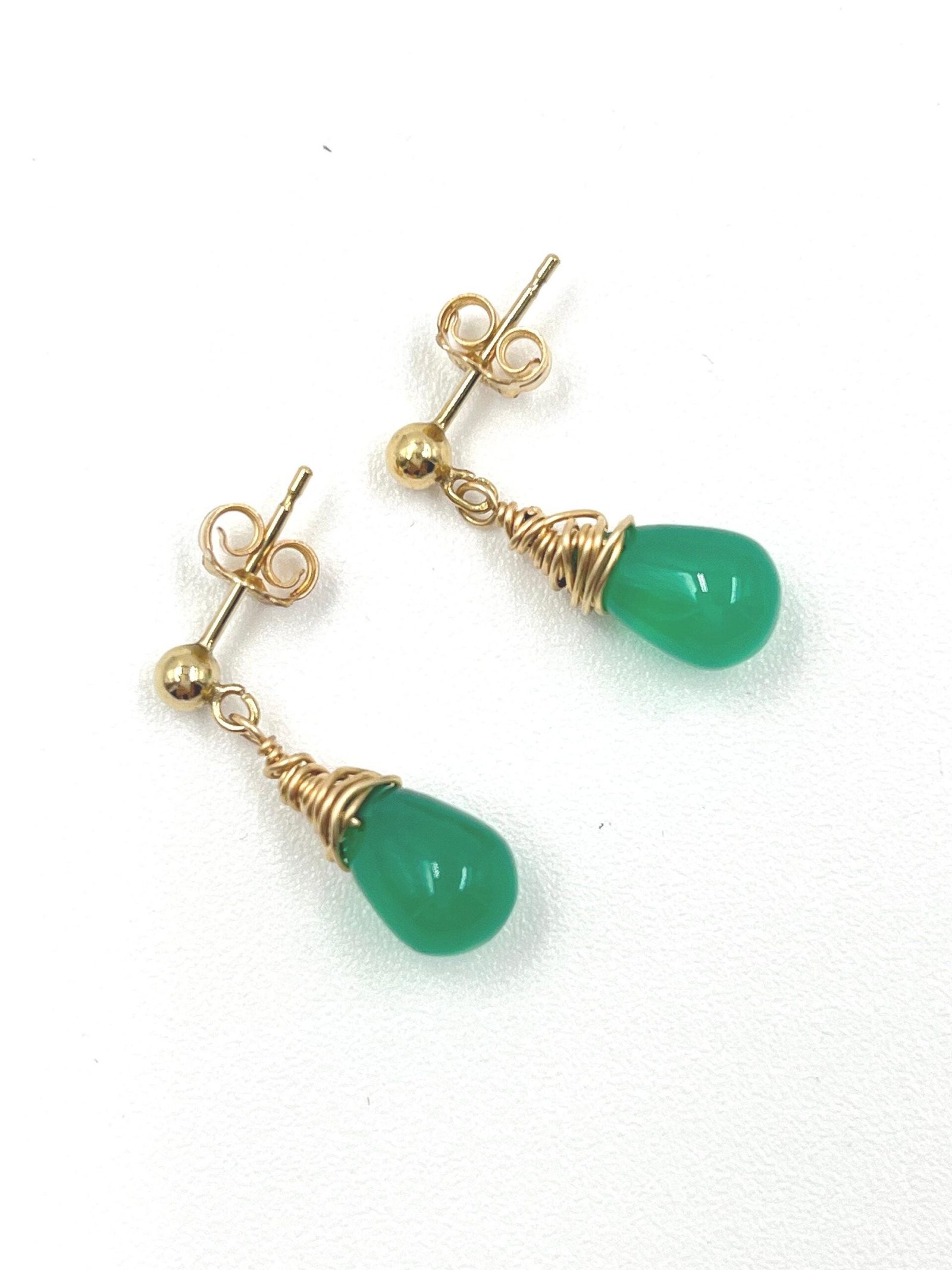 Green Onyx Earrings • Gold Filled or Sterling Silver • Dainty Minimalist Jewelry - Image 8